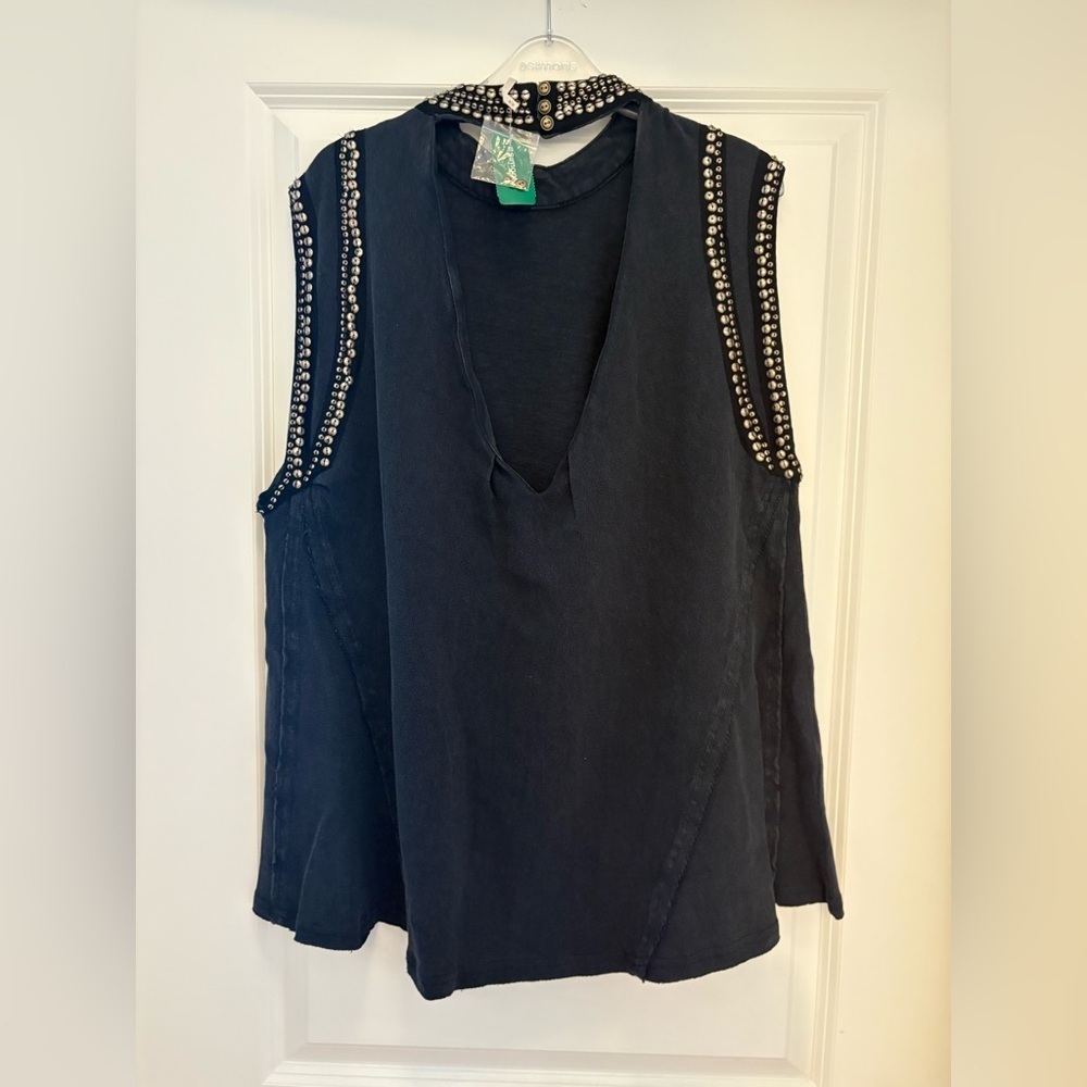 Free People Studded Muscle Tank – Washed Black – Size Medium - Picture 15 of 16